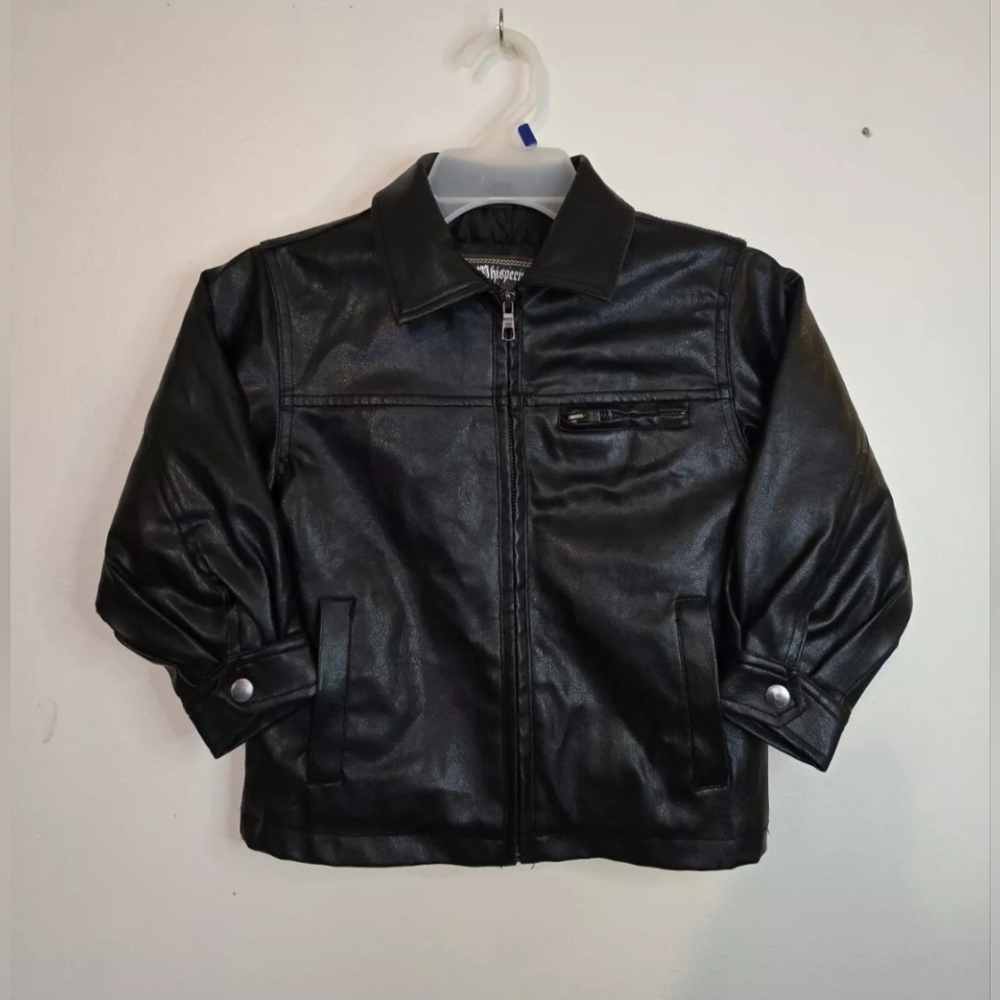 Whispering Smith Little Boy Leather Zippered Jacket Size 3T - London New York